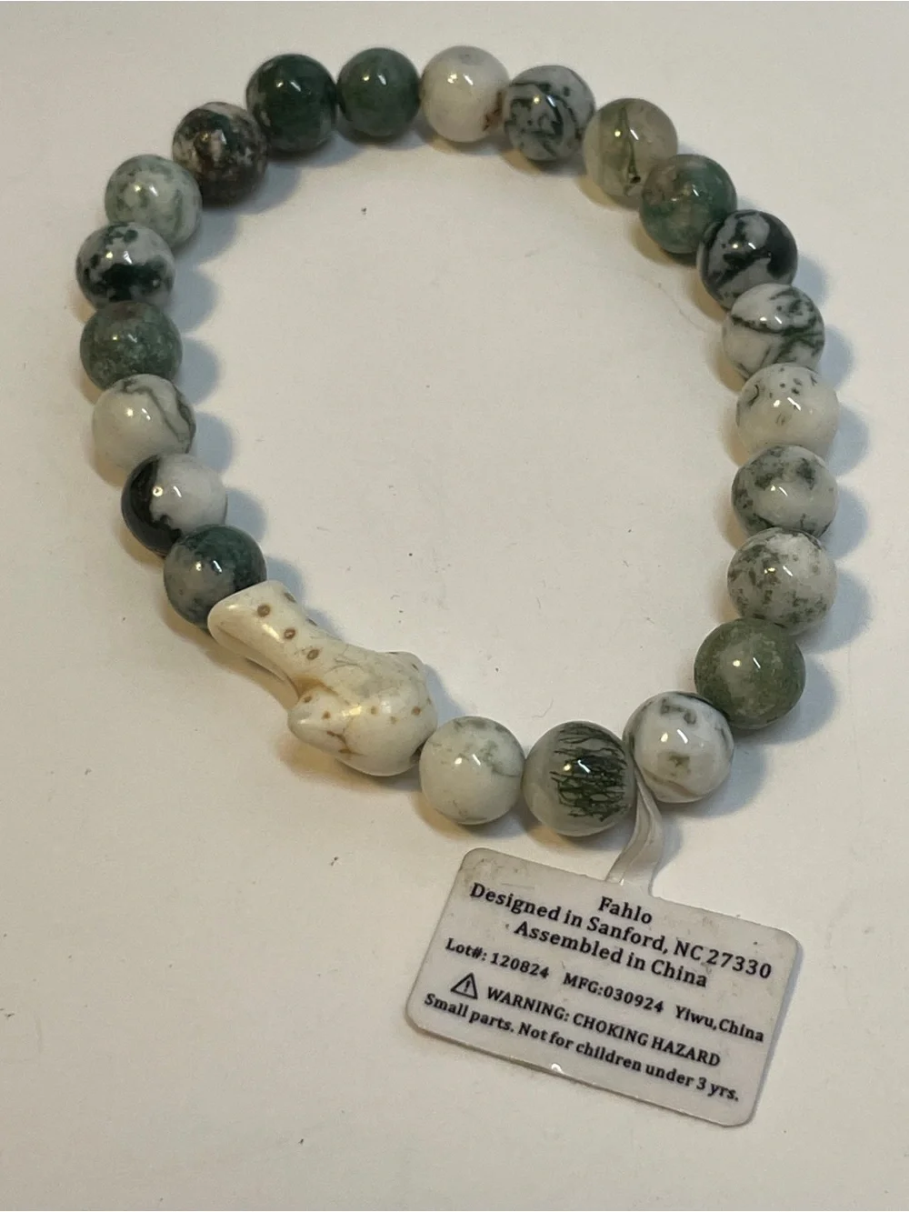 Fahlo The Glide Bracelet WHALE -Seagrass Green Beaded Bracelet No Tracking